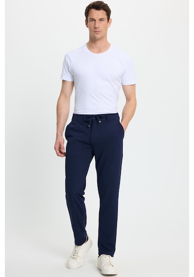 Tudors Erkek Slim Fit Dar Kesim Beli Lastikli Bağcık Detaylı Lacivert Pantolon-41666 Tudors Erkek Slim Fit Dar Kesim Beli Lastikli Bağcık Detaylı Lacivert Pantolon-41666