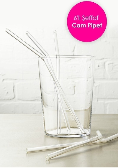 1 Adet Kokteyl Sunum Pipeti Cam Pipet Isıya Dayanıklı Eğimli 20cm Şeffaf Cam Pipet Tekli