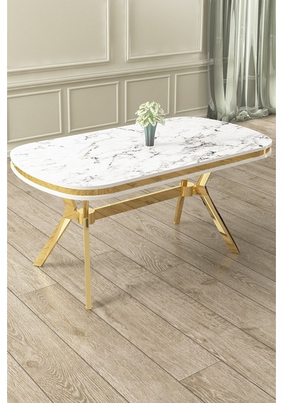 Canisa Jita Serisi 90x168 Lak Panel Beyaz Mermer Desen Masa Beyaz Mermer Desen Masa Gold Ayak Canisa Jita Serisi 90x168 Lak Panel Beyaz Mermer Desen Masa Beyaz Mermer Desen Masa Gold Ayak