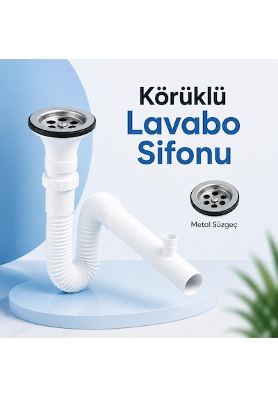 Çamaşır Çıkışlı Sifon, Lavabo Gider Sifonu, Çamaşır Ve Bulaşık Makinesi Bağlantılı Lavabo Sifon