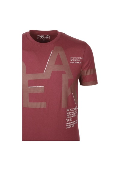 Ncs Bordo Bisiklet Yaka Baskılı Slim Fit Dar Kesim Tshirt 1227-bordo Bordo
