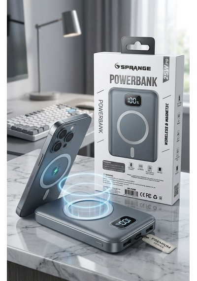 Sprange Sr-p26m 10.000 Mah Magsafe Kablosuz Hızlı Şarj Powerbank Blue