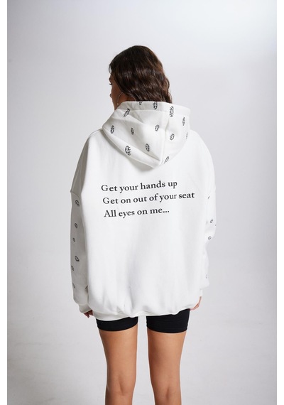 Holly Lolly Oversize Kapüşonlu Unisex Eye Sweat Beyaz