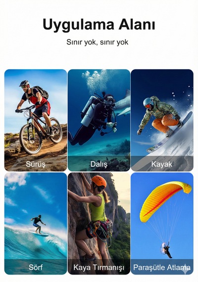 4k Wifi Aksiyon Kamera Çift Ekranlı Ultra Hd Spor Kamerası Su Geçirmez Kılıflı Uzaktan Kumandalı Siyah