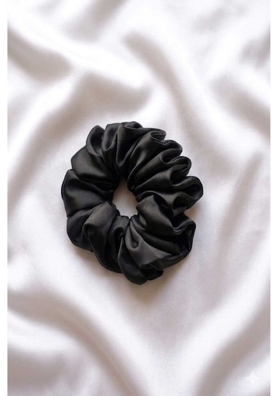 Lüks Saten Saç Tokası Saç Kırmayan İz Bırakmayan Large Scrunchie Topuz Tokası 3adet Siyah