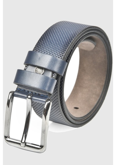 Deepsea Erkek Lacivert 4 Cm Eninde Nokta Desenli Suni Deri Kemer 2402610 Lacivert