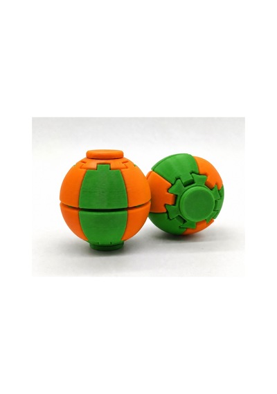 Alvera Press Küresi 3d Baskı Dönüşen Mekanik Fidget Stres Oyuncağı-yeşil-turuncu