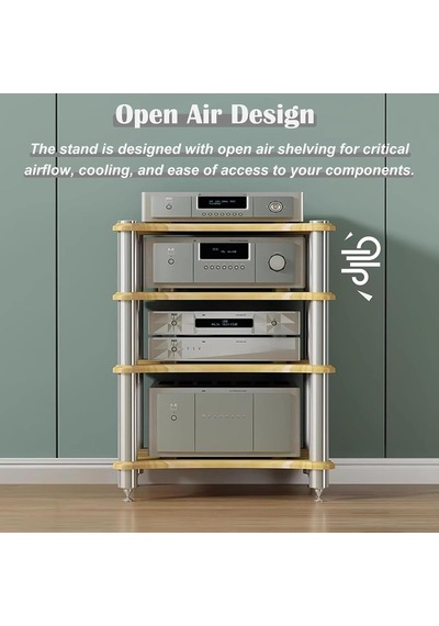 Modern Ses Rafı 2 Katlı Stereo Dolap, Meşe, Yuvarlatılmış Köşeli, Pikap Ve Ev Sineması Cihazlarını Saklam Diğer