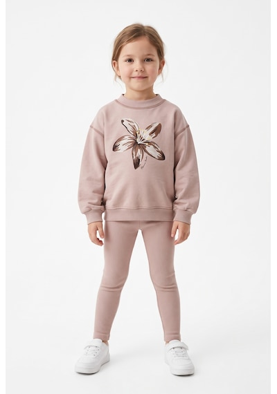 Toontoy Kids Toontoy Kız Çocuk Baskılı Karyoka Dikişli Sweatshirt Bej
