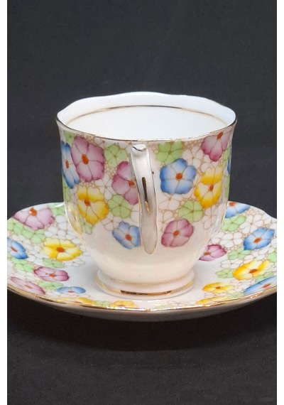 Crown China Nadir Seri Porselen Antika Kahve Fincanı Ve Tabağı 120 Ml Sarı