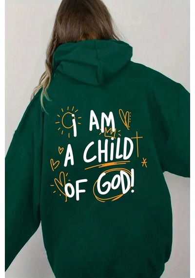 Sırt Baskılı Oversize Sweatshirt Yeşil