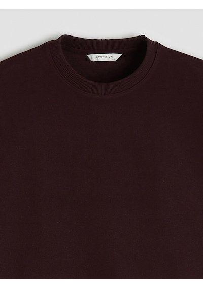 Lcw Vision Kahverengi Bisiklet Yaka Kalın Kumaş Erkek Sweatshirt