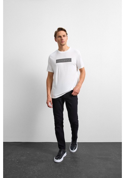 Backandbond Ekru Regular Fit Bisiklet Yaka Tişört