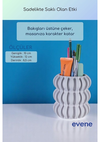 Kalemlik Masa Kalemliği Organizer Kalemlik Beyaz Renk Model 75 Çok Renkli