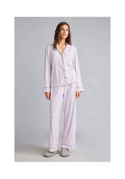 Defacto Regular Fit Desenli Biyeli Uzun Kollu Pijama Takımı H9100ax26aupr461 Mor-pr461