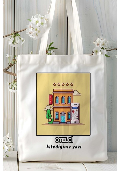 Art Hediye Otelci Baskılı Bez Omuz Çantası Kişiye Özel Model 10 Çok Renkli