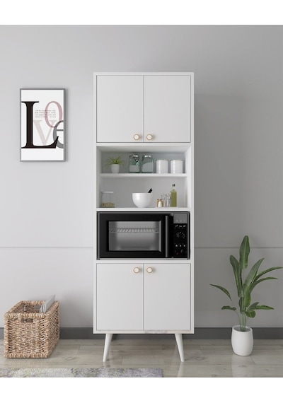 Floradesign Lavin180 Çok Amaçlı Dolap /fırın Dolabı /çok Aaçlı Mutfak Dolabı / Organizeri Beyaz