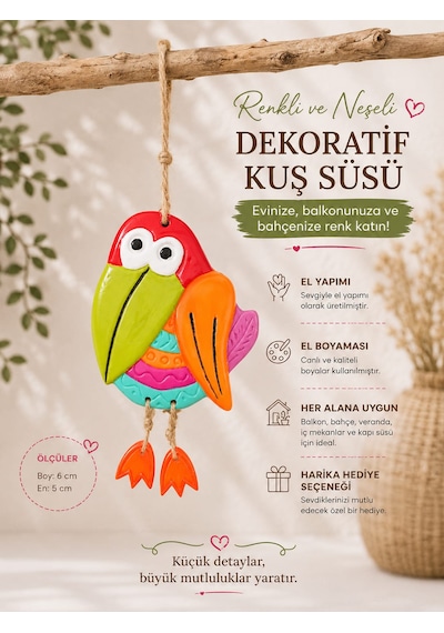 El Boyaması Kuş Duvar Süsü Balkon Ve Bahçe Dekoru Jüt İpli Asılabilir Dekoratif Süs 15x13 Cm Kırmızı El Boyaması Kuş Duvar Süsü Balkon Ve Bahçe Dekoru Jüt İpli Asılabilir Dekoratif Süs 15x13 Cm Kırmızı