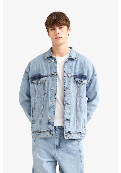 Defacto Oversize Geniş Kalıp Düğmeli Denim Ceket F4737ax25aunm39 Mavi