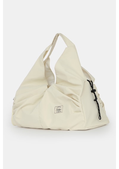 İcone Bag Icone Pliseli Fermuarlı Yoga Çantası, Fitness Çantası, Gym Heybe Görünümlü Pliseli Spor Çantası Krem