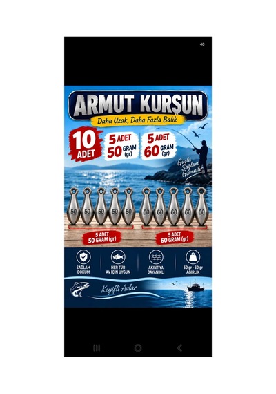 50 Ve 60 Gram Olta Kurşunu 5 Er Adet, Toplam 10 Adet