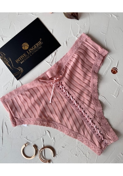 Lola Transparan Arkası Bağlama Detaylı Pamuklu Fantezi/günlük Kul Pembe