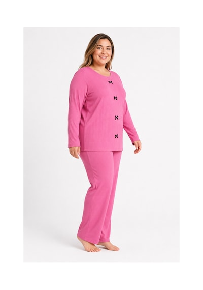 Sleeproom Büyük Beden Kadın Kaşkorse Mevsimlik Pembe Pijama Takımı