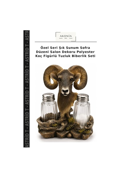 Özel Seri Şık Sunum Sofra Düzeni Salon Dekoru Polyester Koç Figürlü Tuzluk Biberlik Seti Çok Renkli