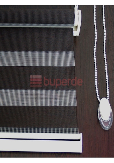 Buperde Koyu Kahverengi Acı Kahve Bambu Zebra Stor Perde