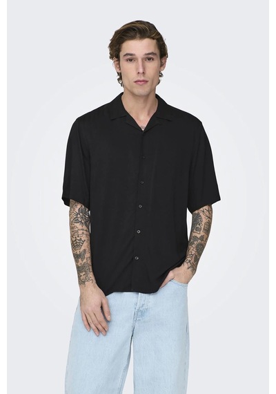 Only & Sons Onsdash Lıfe Reg Vısc Res Ss Shırt Siyah Erkek Gömlek 22024164 Siyah