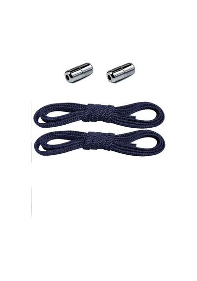Ayarlanabilir 1 Çift Lacivert Vidalı Kapsül Uçlu 6 Mm Lastik Pratik Bağcık Lacivert