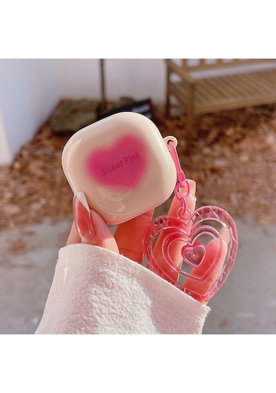 Microsonic Samsung Uyumlu Galaxy Buds 2 Kılıf Süslü Renkli Kalp Desenli Pembe