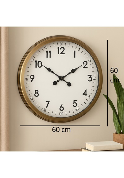 60 Cm Eskitme Metal Dekoratif Duvar Saati