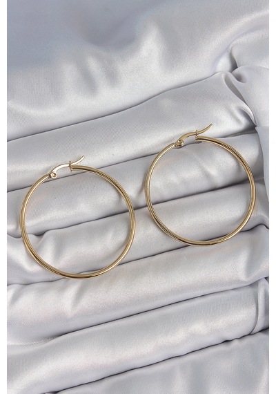 316 Çelik Gold Renk 43 Mm Halka Model Kadın Küpe Çok Renkli