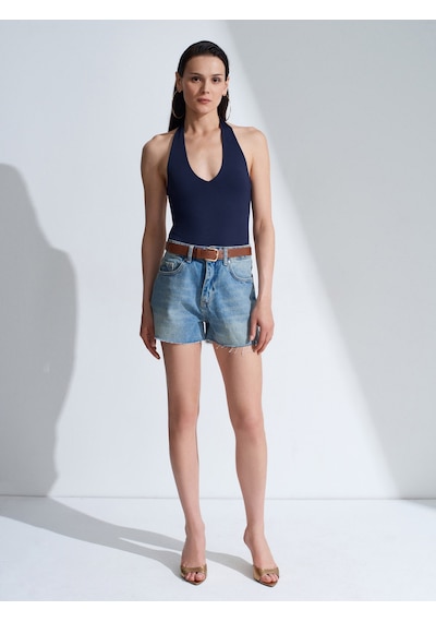 Dilvin 21231 Halter Yaka Bodysuit-k.lacivert