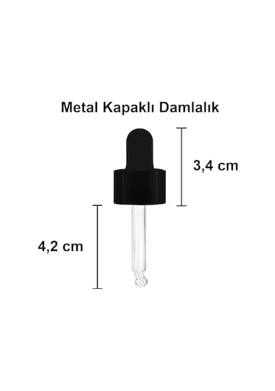 10 Ml Metal Kapaklı Damlalık Dropper Şişesi Serum 10 Cc Cam Şişe 6 Adet Siyah Kapak, Amber/kahverengi