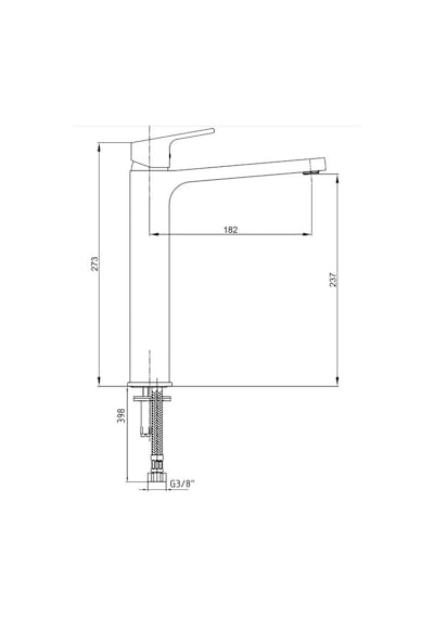 Eca Tiera Yüksek Tip Lavabo Bataryası Krom - Siyah 103588002