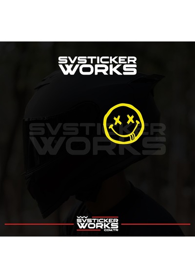 Smile Yazılı Kask Sticker Tüm Kasklar Uyumlu Tek Yön 1 Adet Sarı