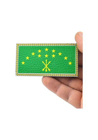 Adige Çerkes Bayrak - Cırt - Patch - Peç - Arma - 8,5x4,5 Cm Yeşil