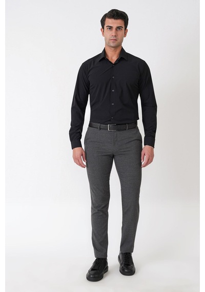 Slim Fit Yan Cep Esnek Yünlü Antrasit Pantolon P 1232