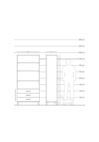 Hyperion Dolap 4 Raflı 3 Çekmeceli 88x44x195 Antrasit-çam Antrasit