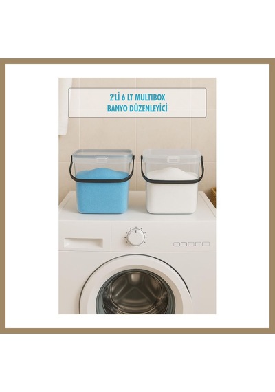 Bezos 2 Li Multibox Deterjanlık Kutusu & Banyo Düzenleyici & Saklama Kutusu 6 Lt Şeffaf 22