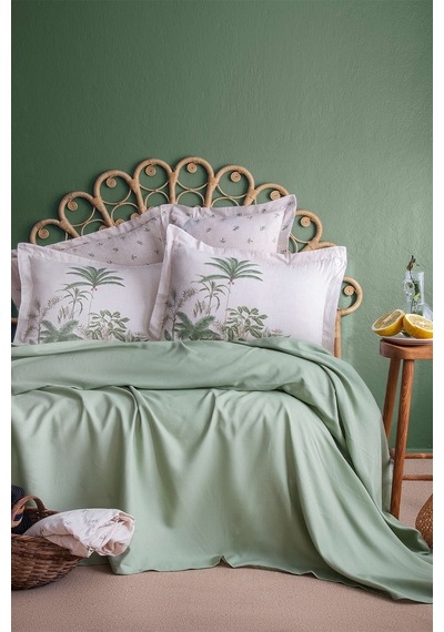 Apricitas Home Noble Adaçayı Çift Kişilik %60 Bambu %40 Pamuk Pike Takımı Yeşil