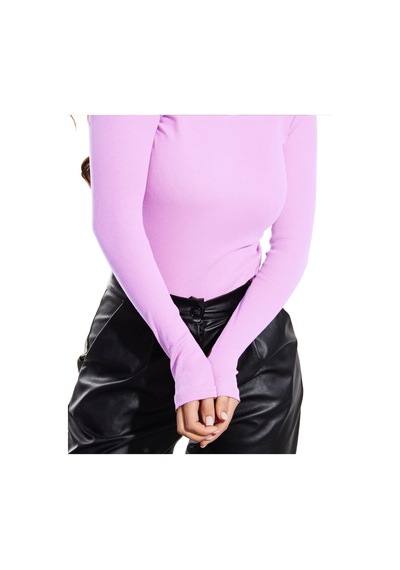 Alya Underwear Kaşkorse Yarım Boğaz Body Sweatshirt, Fitilli Kumaş, Likralı, Bordo LILA