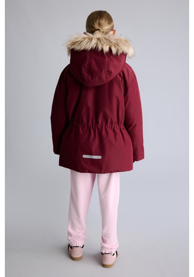 Defacto Çıkarılabilir Suni Kürk Yaka Kapüşonlu Polar Astarlı Fermuarlı Şişme Kayak Montu Kız Çocuk F4480a826wnbr115 Bordo-br115