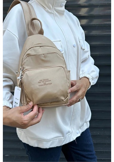 Just Polo Kadın Yeni Sezon İthal Klinkır Kumaş Lüks Ve Şık Vücut & Sırt Çantası Shopper Krem