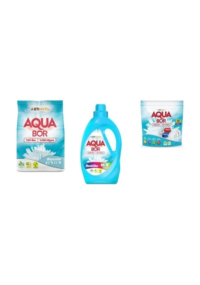 Aquabor Doğal Mineralli 4 Kg Beyaz + Sıvı Renkliler + Tablet 3 Lü Set