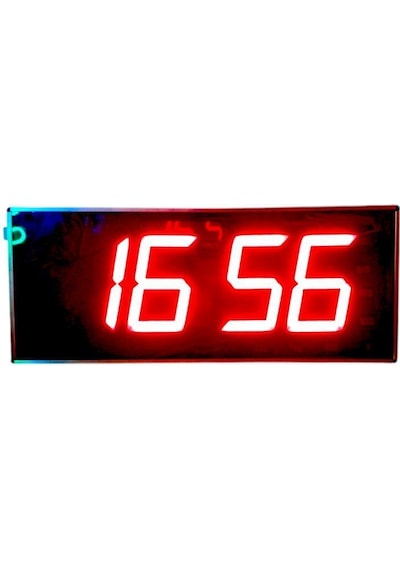 Sanec Wifi Senkronize Dijital Led Duvar Ve Masa Saat Derece Otomatik İnternet Saat Ayarlı, Kırmızı Led, 16x40 Cm Kırmızı