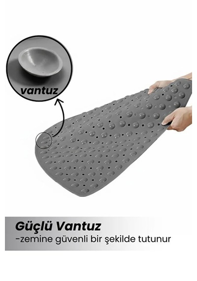 Pearlette Kaydırmaz Duş&banyo Matı / Üçgen Duşakabin Ve Küvet Paspası Antrasit-gri