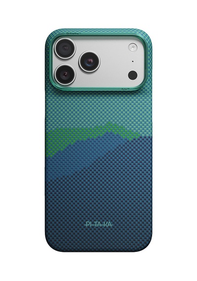 Apple iPhone Uyumlu 18 Pro Max Kılıf Aramid Karbon Fiber Tactile Woven Starpeak Over The Horizon Kapak Mavi